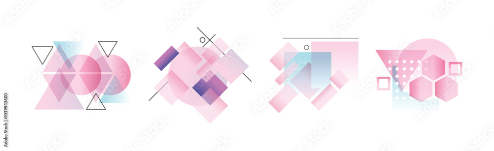 Poster gradient geometry shape and forms for abstract poster design vector set