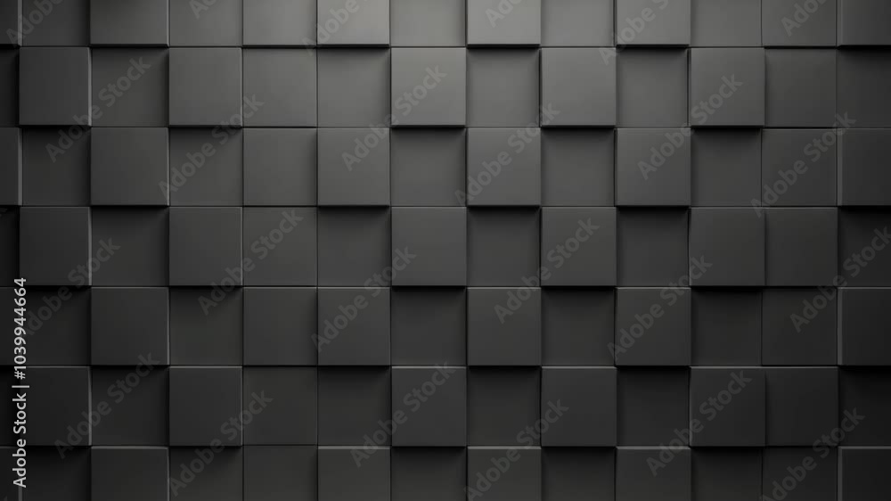Poster seamless dark gray blocks 3d tile pattern background for modern design - square geometric texture wi