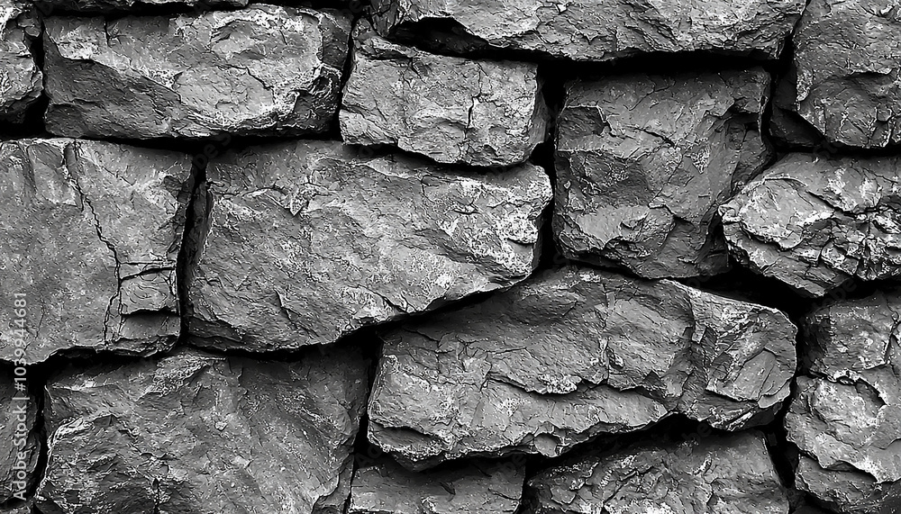 Poster old stone wall built with rough, solid blocks generated by ai