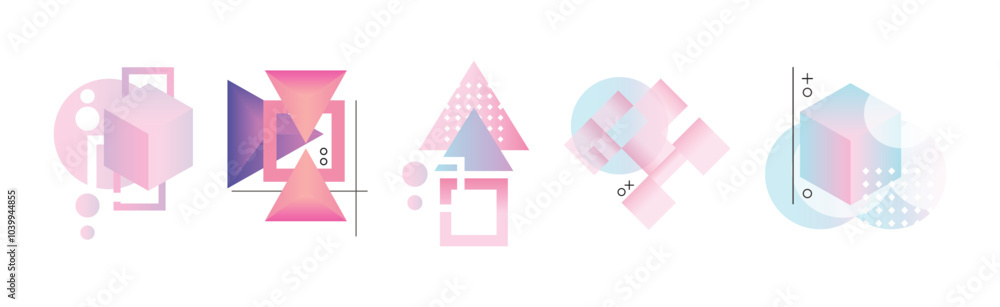 Poster gradient geometry shape and forms for abstract poster design vector set