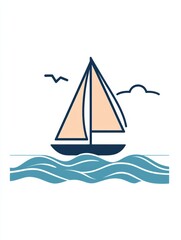 A sleek sailboat navigates gently on calm waves, capturing the essence of tranquility and the allure of sailing at leisure. Generative AI