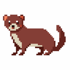 Obraz premium Pixel Art Ferret Illustration Retro Gaming Wildlife Character in 8 Bit Style