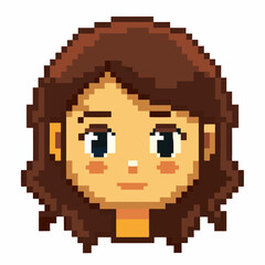 Fototapeta premium Pixel Art Portrait of a Brown Haired Girl with a Neutral Expression