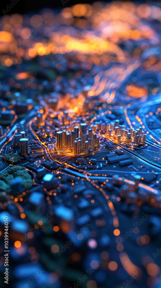 Poster urban development data visualization tools, showcasing intricate graphs and charts for city planning