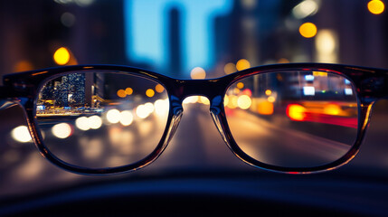 Design a poster about an article with bread 3 tips about night driving glasses. Effective or just a commercial claim? realstic
