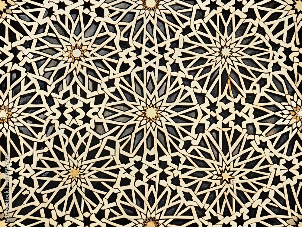 Poster elegant moroccan mosaic pattern in black and white for design projects and textiles