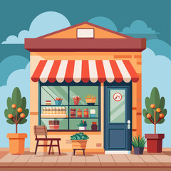 Cute Local Boutique Storefront with Plants and Seating