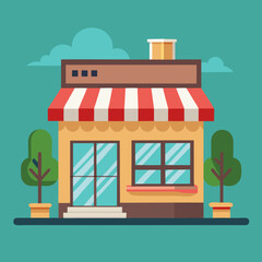 Obraz premium Cute Local Boutique Storefront with Plants and Seating