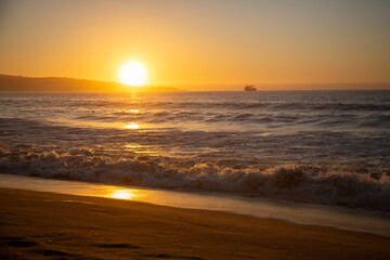 Sunset at vina del mar, valparaiso, Chile