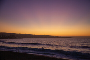 Sunset at vina del mar, valparaiso, Chile