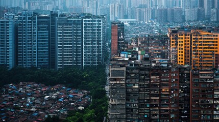 Tall buildings in a city