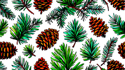a cones with a fir branch