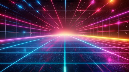 Obraz premium Neon grid in space