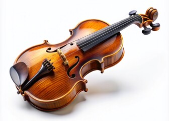 Elegant Violin on White Background - Classic Musical Instrument for Timeless Elegance and Artistry in Music Photography