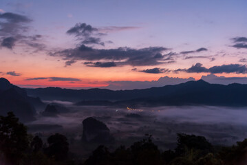 Violet purple sky in morning scenery Vibrant colorful blue sky summer time on sunrise. Natural beautiful landscape. Beauty purple sky romantic dramatic landscape cloudy outdoor paradise in sunset