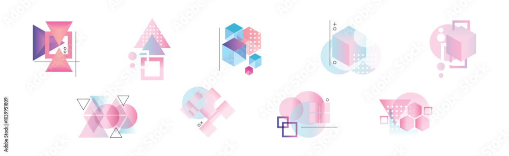 Poster gradient geometry shape and forms for abstract poster design vector set