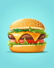 Gourmet Burger with Pretzel Bun and Arugula