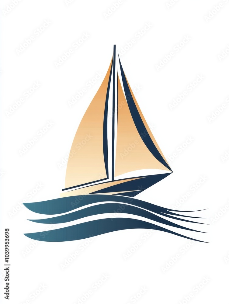 Poster a sleek sailboat floats effortlessly on calm waves, showcasing simplicity and elegance in a tranquil