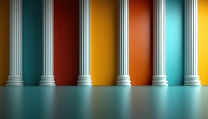 Obraz premium Colorful colonnades with columns against vibrant, painted walls, creating a stunning architectural display.