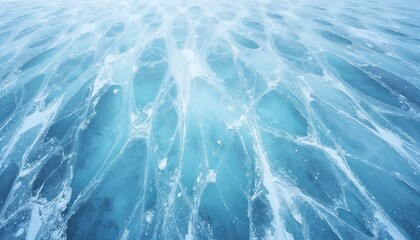 Obraz premium Icy lake surface, serene mood, frozen texture, winter landscape