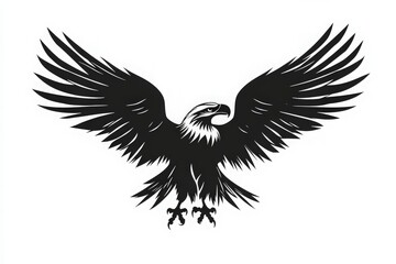 Obraz premium An eagle displays its grandeur by soaring high with its wings wide open. This magnificent bird of prey showcases its strength and beauty in an isolated composition, symbolizing freedom.