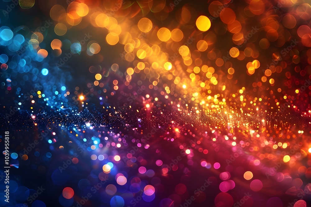 Poster vibrant abstract background with colorful bokeh lights and sparkles