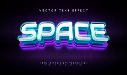 Obraz premium Modern space editable vector text effect, with blue and purple combination color. Suitable for modern technology concept.