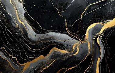 Abstract black and gold art