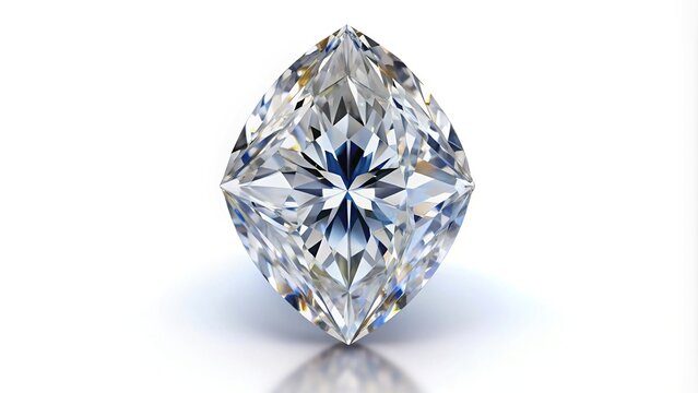 Close-up view of marquise cut diamond on white background