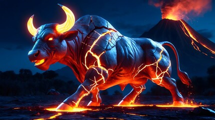 Stock market bull, Bullist in Stock market and Crypto currency , Embodying Raw Power and Fiery Strength