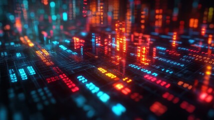 Fototapeta premium Vibrant digital matrix a glimpse into futuristic technology