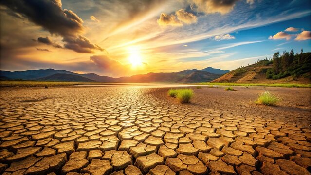 Close-up view of parched land showing implications of climate change