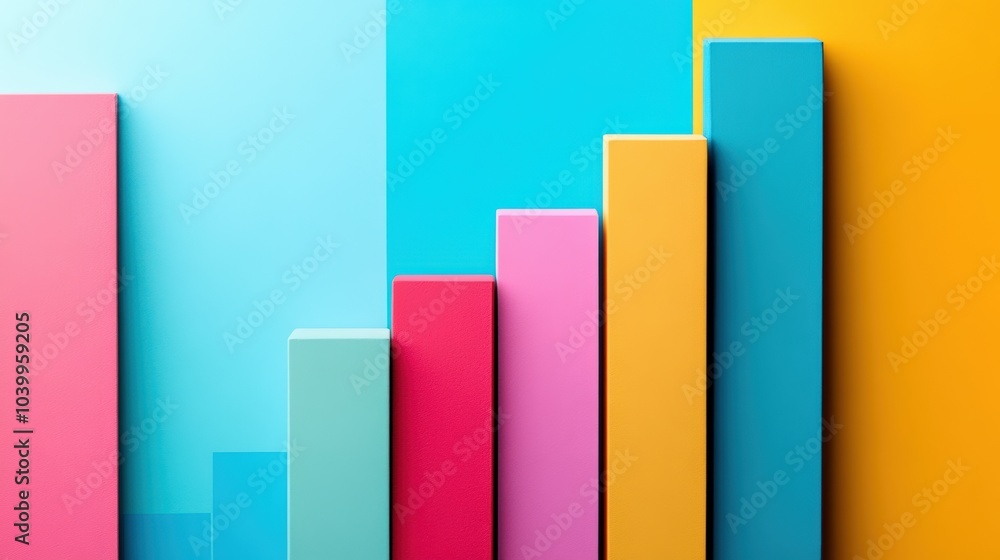 Poster abstract color blocking graphic with vibrant hues, representing growth and progress in a business or