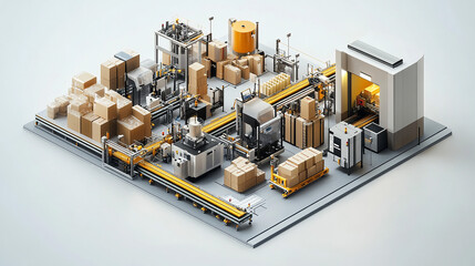 Fototapeta premium Eco life web concept in 3d isometric design. Green electricity and cars, sorting and recycling trash. Abstract fabric production line in isometry graphic for corporate poster. Vector illustration.