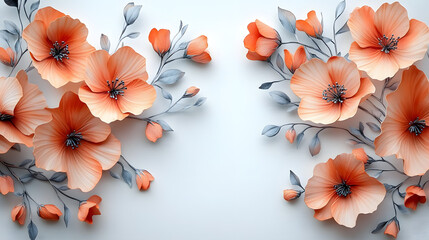 Exquisite Terracotta Watercolor Floral Wedding Photo Booth Frame Template Infused with Charm and Beauty