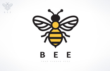Bee logo vector. Beekeeping design. Insect illustration