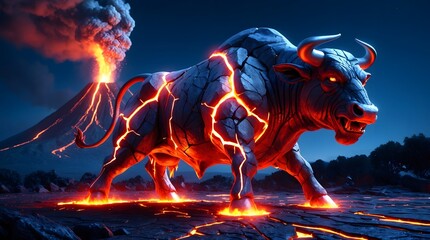 Stock market bull, Bullist in Stock market and Crypto currency , Embodying Raw Power and Fiery Strength