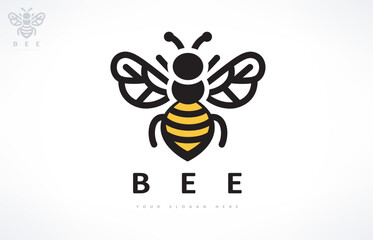 Bee logo vector. Beekeeping design. Insect illustration