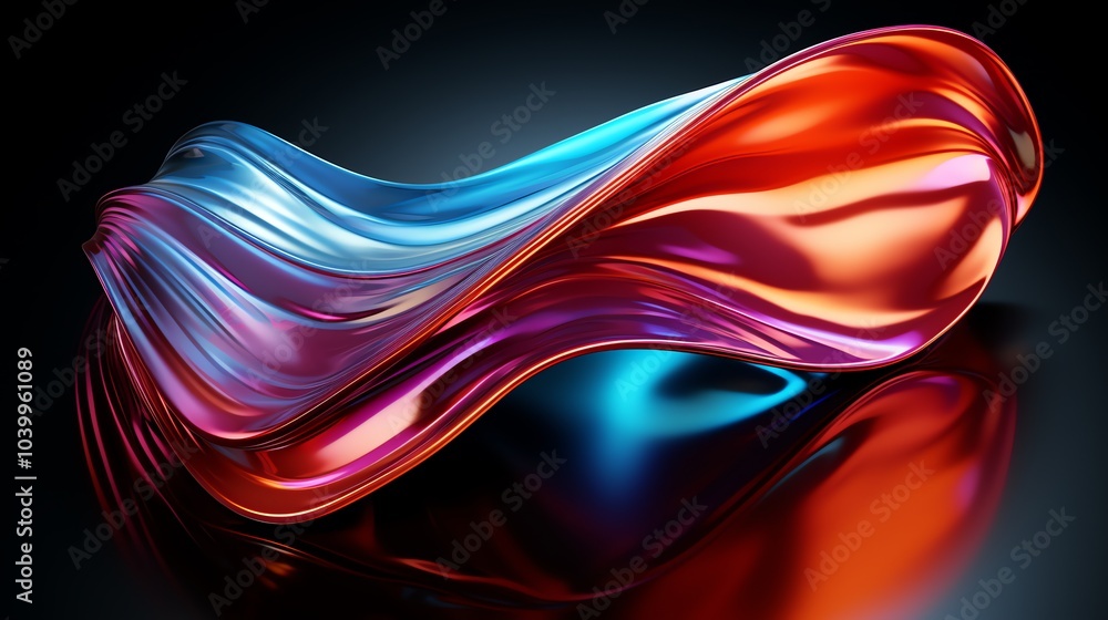 Aufkleber abstract colorful metallic wave form with a reflective surface.