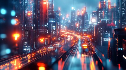 Obraz premium Striking futuristic skyline featuring iconic skyscrapers and urban innovations.