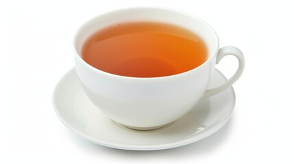 White cup with a saucer sits on a table