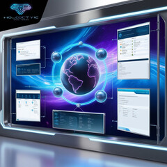 Futuristic  with advanced network security protocols and digital protection