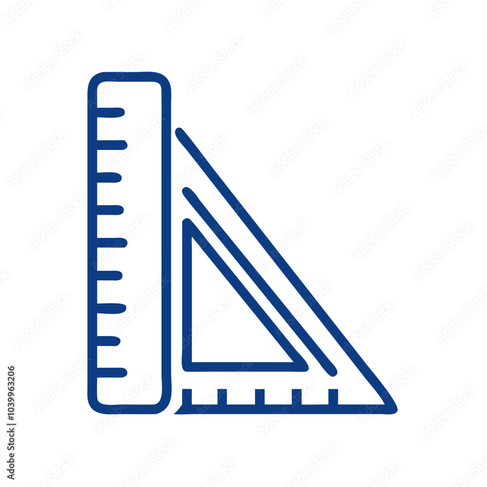 Poster blue vector ruler and triangle icon for measuring tools