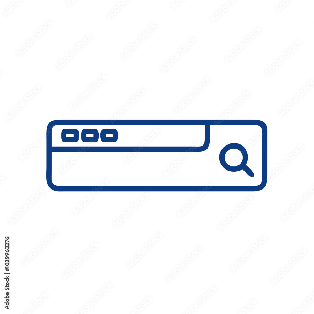 Poster search bar interface design with a magnifying glass icon for online queries