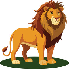 A lion is standing, cartoon lion illustration