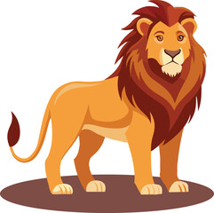 A lion is standing, cartoon lion illustration