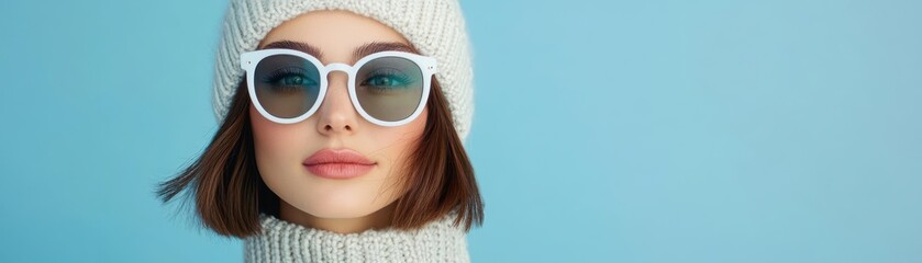 Casual winter sweater, model enjoying a winter stroll in the city park, earthy colors, winter fashion, sweater, casual