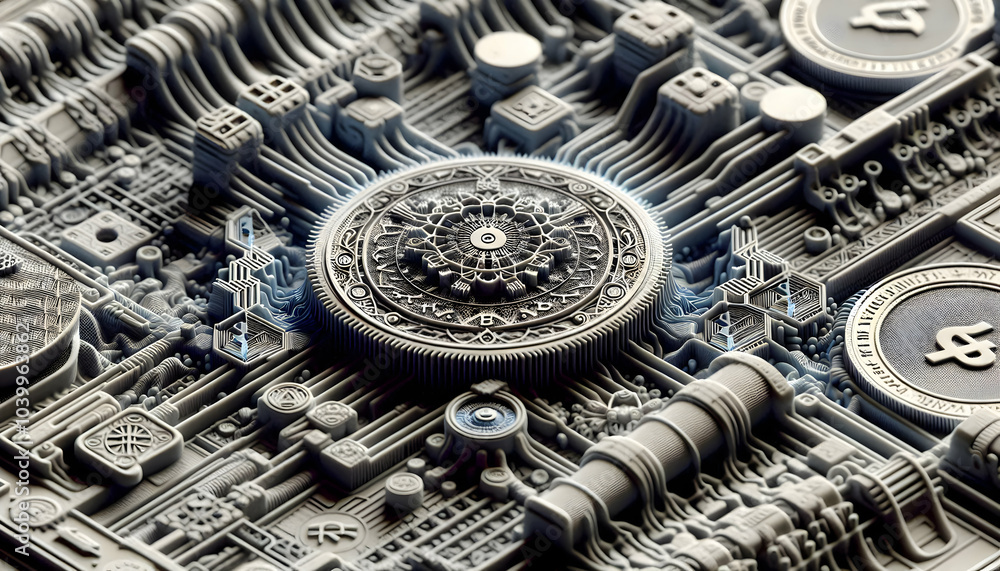 Aufkleber 3d printed currency close-up macro shot new banknote intricate designs embedded security features ad