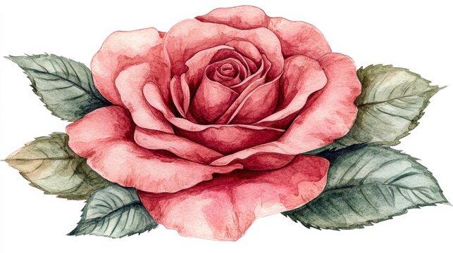 drawing rose pic Hand-Drawn Watercolor Rose with Soft Red Hues