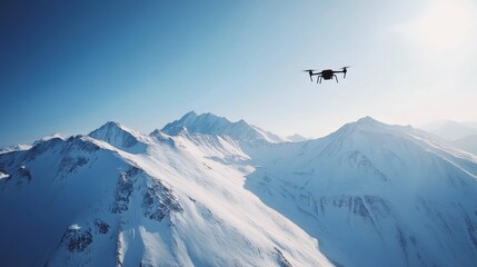 A mountainous terrain covered in snow, Alpine style, photo of